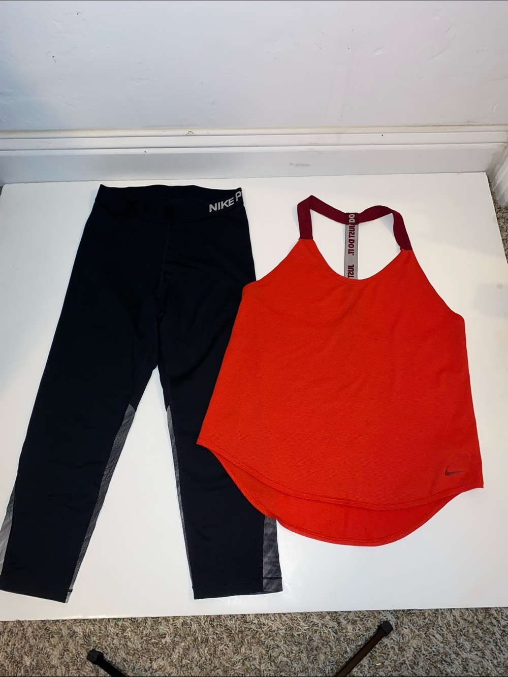 Nike Red Racerback Tank with Black Performance Leggings